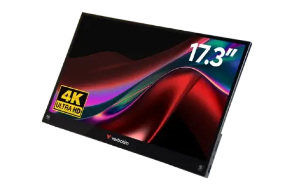 17,3" Verbatim PM-17-4K čierna / Prenosný monitor / IPS / dotykový / 4K 3840x2160 / 400 cd/m2 / 6ms / HDMI / USB-C 3.1 (32239)