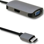 Qoltec USB-C - HDMI - VGA Sivý (50380)