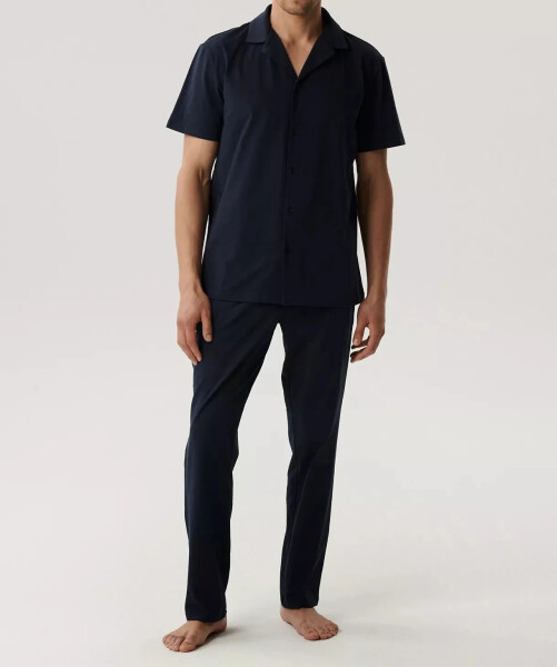 Pánske pyžamo na zips BNMP-002 kr/r - Atlantic S tmavě modrá