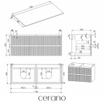 CERANO - Kúpeľňová skrinka Carole - biela matná ryhovaná + doska pod umývadlo z lit. mramoru Elanys - 12 mm - biela matná - 120x49,2x46 CER-660069