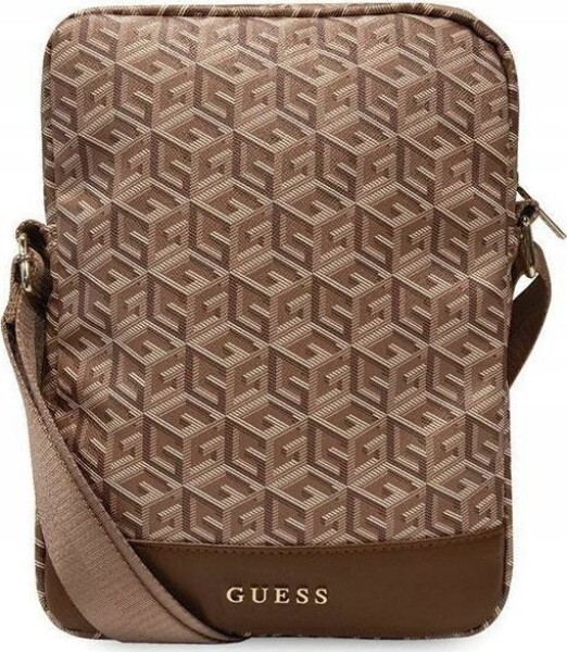 Guess Guess GCube Stripe Tablet Bag - Taška na tablet 10" (Hnedý)