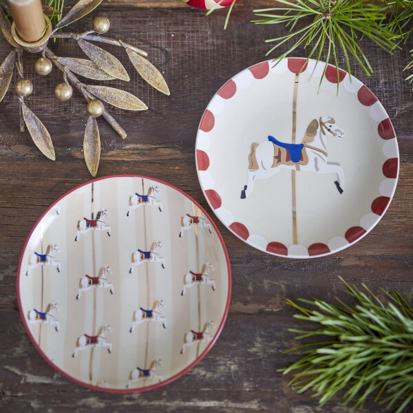 Bloomingville Keramický dezertný tanier Merry-go-round Kôň