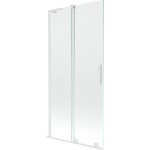 MEXEN/S - Velar L dvojkrídlová posuvná vaňová zástena 90 x 150, transparent, biela 896-090-003-01-20