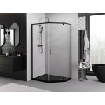 MEXEN - Exo sprchovací kút päťboký krídlový 90 x 80, transparent, čierna 812-090-080-70-00