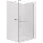 CERANO - Sprchová zástena Walk-in Onyx Round Ľ/P - 8 mm + polička/držiak na uteráky - guľatá vzpera - chróm, transparentné sklo - 90x200 CER-477170