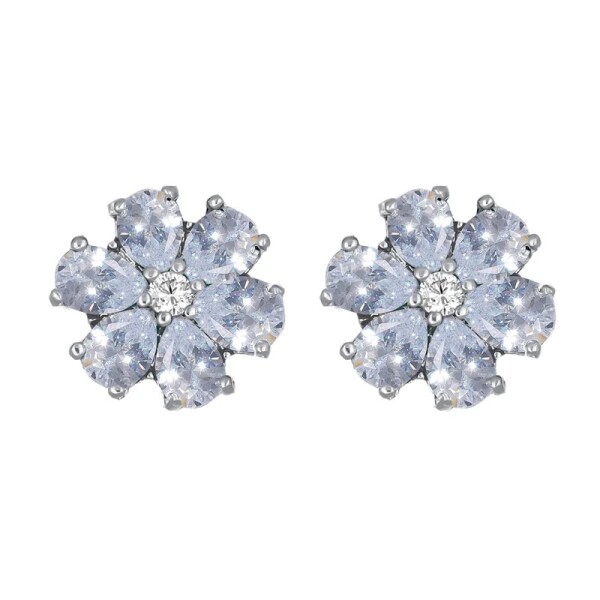 CRYSTalp Kytičkové náušnice s čírymi kryštálmi Flower Kiss 42288.WHI.R