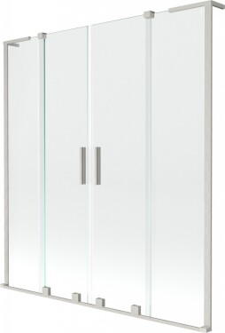 MEXEN/S - Velar L Duo dvojkrídlová posuvná vaňová zástena 160 x 150, transparent, nikel kartáčovaný 896-160-003-02-97