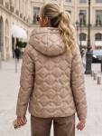 Dámska prešívaná prechodná bunda s kapucňou, béžová, FashionStreet TY5882 S