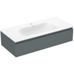 MEXEN/S - Rivel kúpeľňová skrinka 100 cm s umývadlom Vela, 1 šuplík, reliéf, grafit mat/biela mat 91A20-10023-1-BF66-W23M01