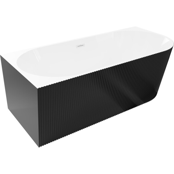 MEXEN/S - Silo voľne stojaca rohová vaňa ľavá reliéf 150 x 75, biela/čierna, sifón a prepad biał 52891507575L-20