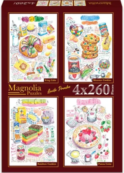 MAGNOLIA Puzzle Bábovka, Príšerkové sušienky, Dúhové sušienky a Panna Cotta