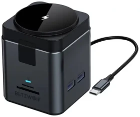 Blitzwolf BW-TH17 9v1 Dokovacia stanica čierna / 3xUSB-A / 2xUSB-C / bezdrôtové nabíjanie / 1x HDMI / 1x RJ45 / SD + TF (BW-TH17)