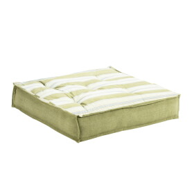 MADAM STOLTZ Bavlněný sedák Green / White / Light blue / Grey 60 × 60 cm