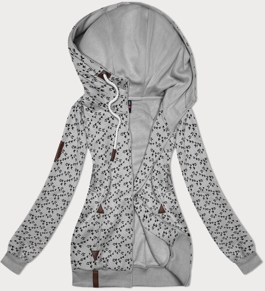 Šedá mikina s kapucňou so vzorom lastovičky (2309) odstíny šedé XXL (44)