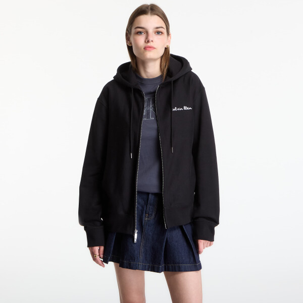 Mikina Calvin Klein LS Prm Tery Script FZ Hoodie Black XL