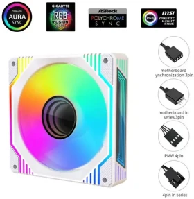 1stCool AURA EVO Mirror biela / Ventilátor / 120 mm / ARGB / PWM (F12-AURA-EVO-W1)
