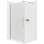 CERANO - Sprchová zástena Walk-in Onyx Round Ľ/P - 8 mm - okrúhla vzpera - zlatá, ryhované sklo - 110x200 CER-8050BD329