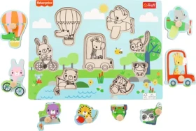 Trefl - Vkladačka - Drevená vkladačka Fisher Price Zvieratká