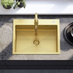 REA REA - Oceľový drez Liam BRUSH GOLD s kuchynskou batériou KPL-96007