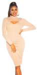 Sexy Midi Knit Dress with Cut-out CAPPUCCINO Einheitsgroesse