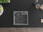 MEXEN/S MEXEN/S - Milo granitový drez 1 435 x 410 mm, sivá, + čierny sifón 6505441000-71-B