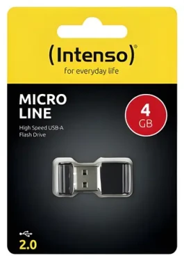 INTENSO Micro Line čierna / Flash disk / 4GB / USB 2.0 / R:16,5MB/s / W:6,5MB/s (3500450)