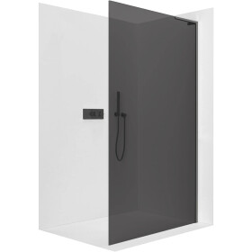 CERANO - Sprchová zástena Walk-in Onyx L-pravá vzpera - 10 mm - čierna matná, grafitové sklo - 110x200 CER-8050BD75036