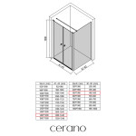 CERANO - Sprchovací kút Antelo L - Ľ/P - 6 mm - čierna matná, transparentné sklo - 140x50 - otočný CER-666394