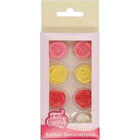 Cukrové zdobenie 8 ks farebné ruže - FunCakes - FunCakes