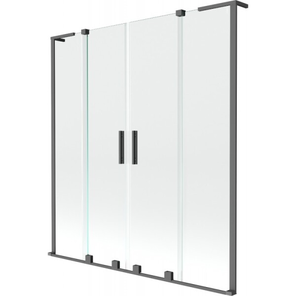 MEXEN/S - Velar L Duo dvojkrídlová posuvná vaňová zástena 150 x 150, transparent, grafit metal 896-150-003-02-95