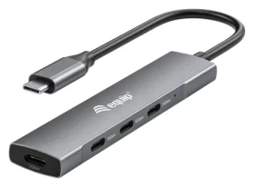 Equip / USB hub / 4× USB-C 3.2 Gen 1 / 5 Gbps / hliníkové telo / čierna, strieborná (128963)