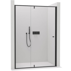 CERANO - Sprchové pivotové dvere Santini Ľ/P - 6 mm - čierna matná, transparentné sklo - 140x195 CER-428779