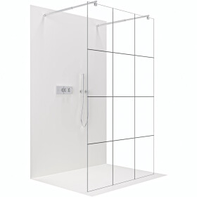 CERANO - Sprchová zástena Walk-in Onyx Duo Ľ/P - 8 mm - okrúhla vzpera - chróm, industriálne sklo - 150x200 CER-8050BD2163