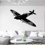 Veselá Stena Samolepka Stíhačka Supermarine Spitfire Farba: červená, Veľkosť: 80 x 52 cm
