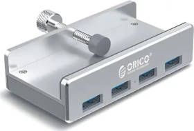 Orico MH4PU-SV-BP strieborná / USB hub / 4X USB-A 3.0 / upínací úchyt / hliníkové telo (MH4PU-SV-BP)