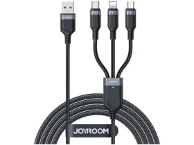 Joyroom S-1T3018A18 Nabíjací kábel USB-A (M) - USB-C + MicroUSB + Lightning (M) 3.5A 1.2m čierna (S-1T3018A18 1.2m Bl)