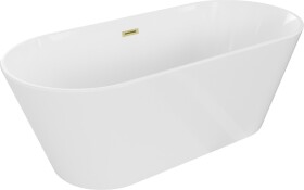 MEXEN/S - Flavia vaňa voľne stojaca 170 x 75, biela, sifón a prepad zlatá kartáčovaná 54031708000-55