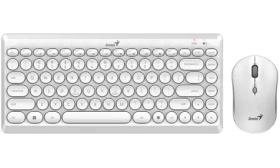GENIUS LuxeMate Q8000 biela / bezdrôtová klávesnica a myš / USB / retro design / CZ+SK layout (31340013412)