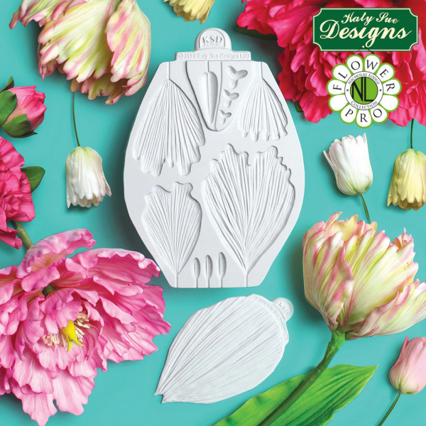 Silikonová formička a žilkovač na pivoňky a tulipány 6x9cm - Katy Sue - Katy Sue