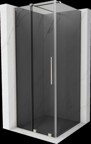 MEXEN/S - Velár sprchovací kút, posuvné dvere 90 x 90, grafit, nikel kartáčovaný 871-090-090-41-97