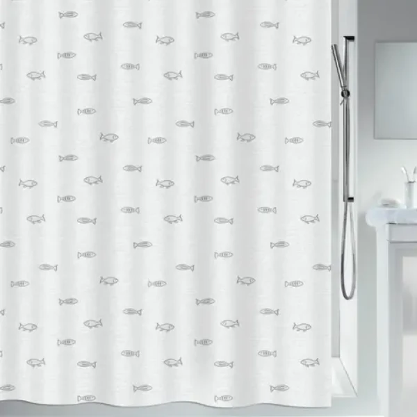 Spirella KOS sprchový záves motív rybičiek 120 x 200 cm šedý / polyester (7610583010063)