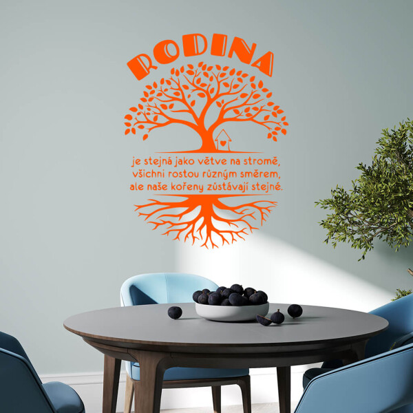 Veselá Stena Samolepka Rodina s koreňmi Farba: oranžová, Veľkosť: 80 x 60 cm