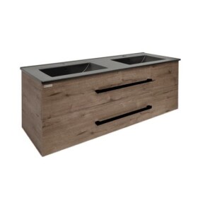 Kúpeľňová skrinka s čiernou úchytkou a umývadlom SAT Cube Way 120x53x46 cm dub Wellington mat CUBE46C1202DWMODC CUBE46C1202DWMODC