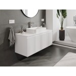 MEXEN/S - Rivel kúpeľňová skrinka pod umývadlo 120 cm s doskou, 1 šuplík, reliéf, biela mat 91A20-12047-1-BFC01