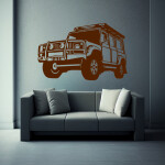 Veselá Stena Samolepka Auto Land Rover Defender Farba: ružová, Veľkosť: 40 x 35 cm