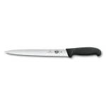 VICTORINOX Fibrox čierna, zúbkovaná špicatá čepeľ / Plátkovací nôž / 25 cm / nerezová oceľ (5.4433.25)