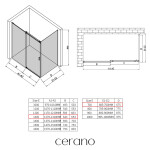 CERANO - Sprchovací kút Santoro Ľ/P - 8 mm - čierna matná, transparentné sklo - 130x70x195 - posuvný CER-8050BD7330