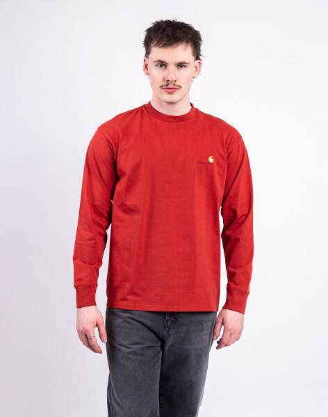 Carhartt WIP L/S American Script T-Shirt Oxide Red M