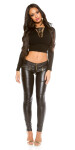 Sexy KouCla leather look pants with zips black