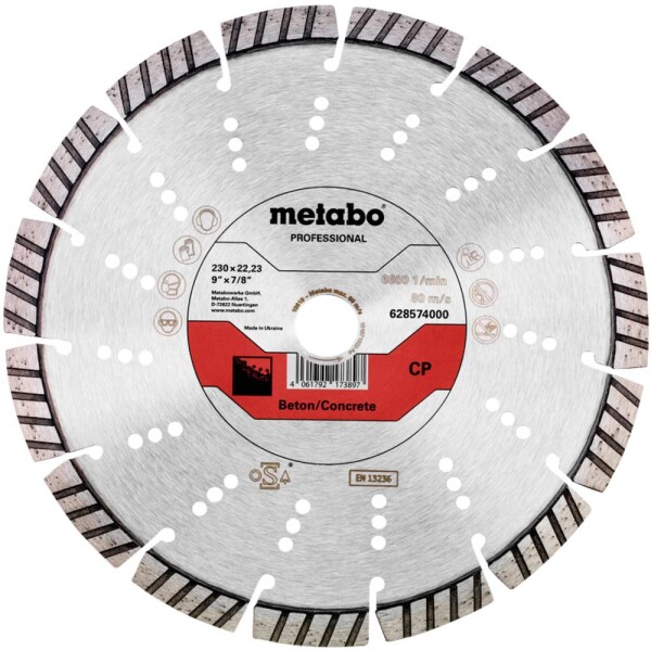 Metabo 628574000 diamantový rezný kotúč Priemer 230 mm Ø otvoru 22.23 mm 1 ks; 628574000